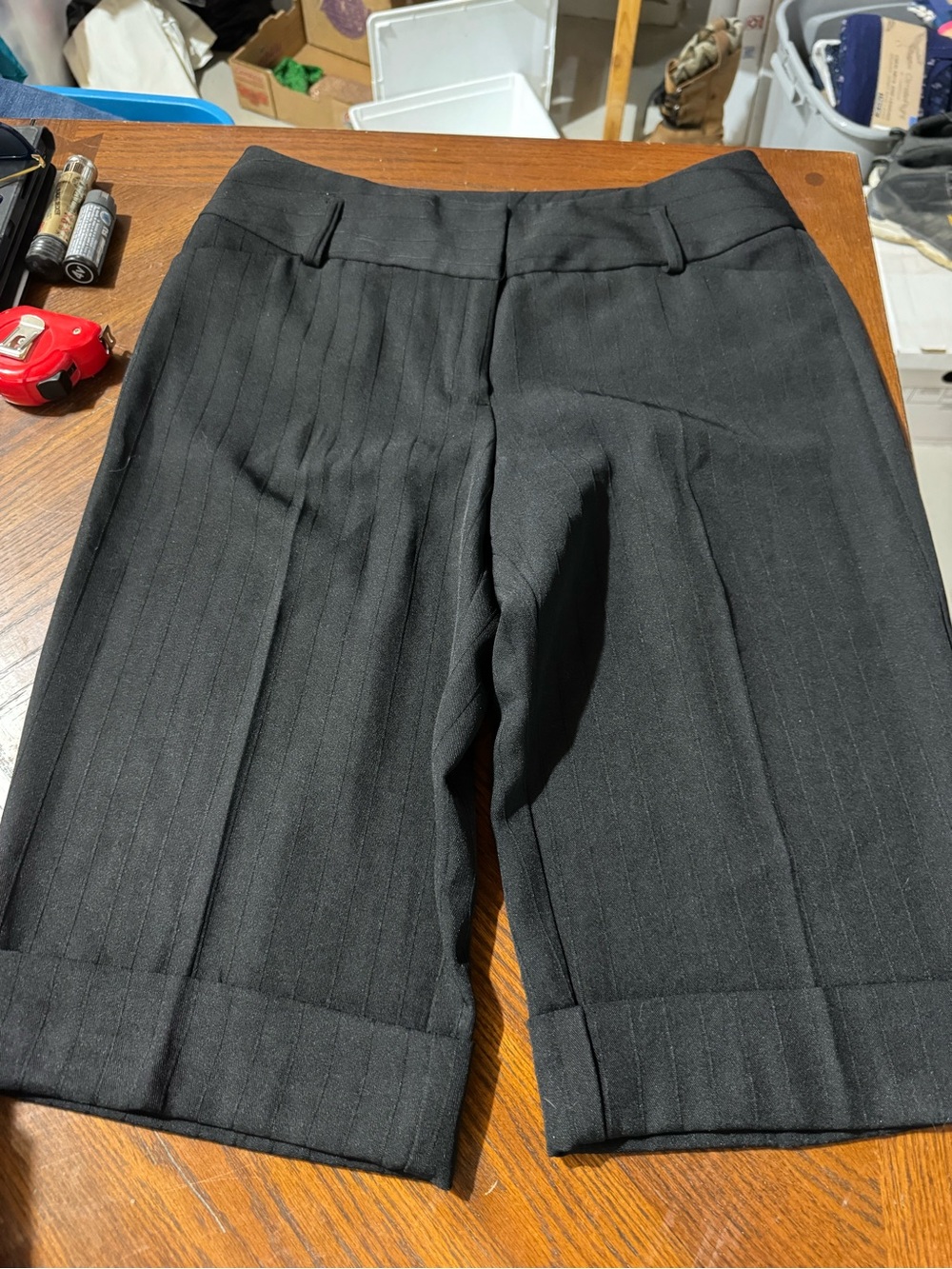 Worthington stretch Black Pinstriped Dress Shorts size 12